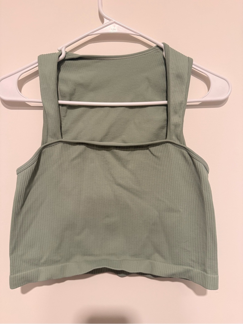 Square-Neck Ribbed Tank Top in Sage Green